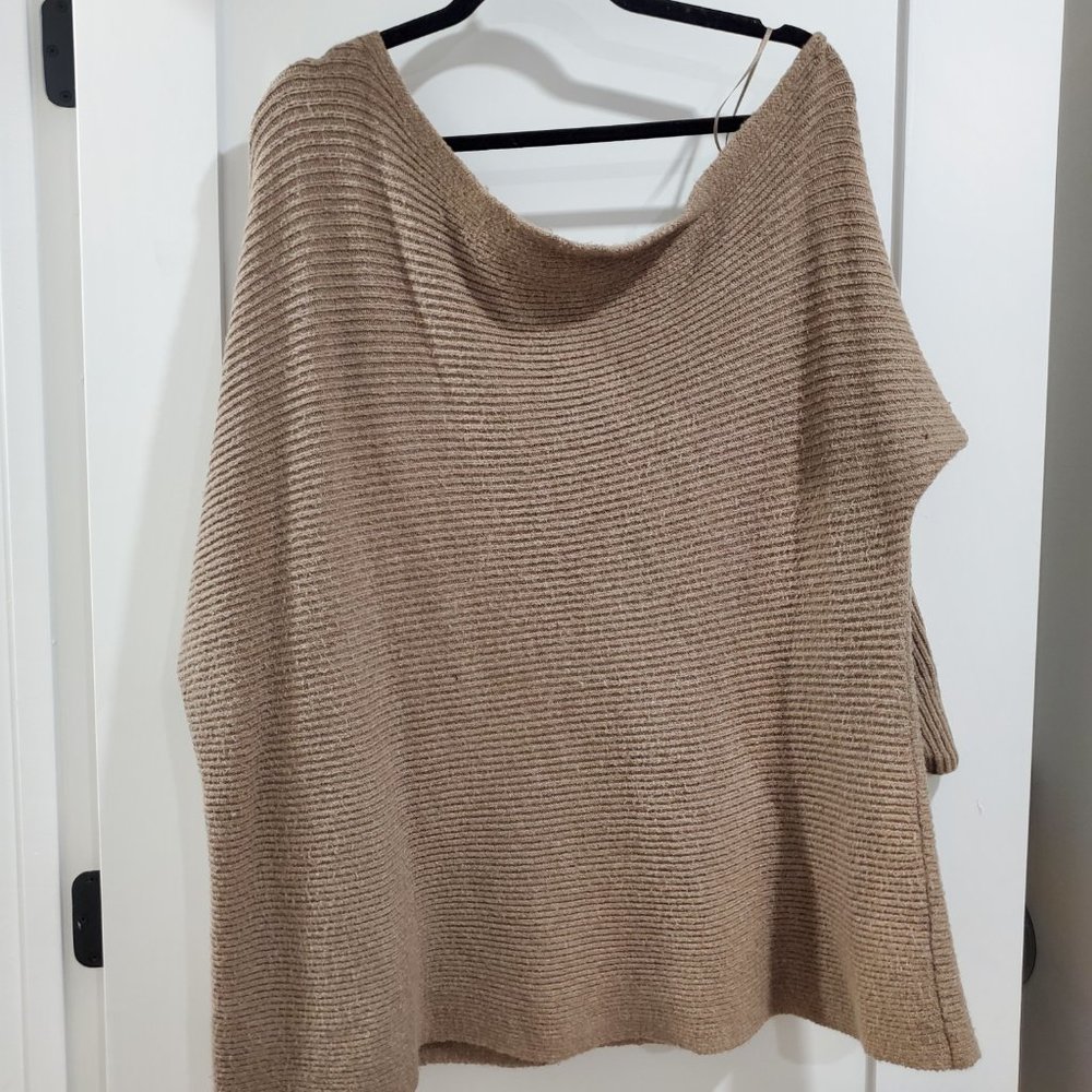 Treasure & Bond Rib Boat Neck Sweater, Color: Brown, Size: 2X off-th-shoulder - Picture 3 of 6